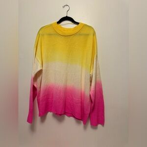 Crown & ivy Vibrant Yellow to Pink Ombré Sweater